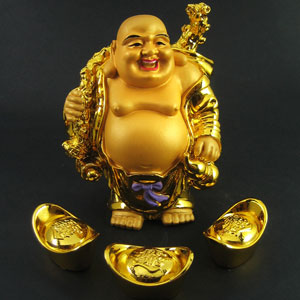 The golden, pot-bellied, bald-headed, breasticled Buddha who watches over all who engage broken appliances in mortal combat.